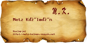 Metz Kálmán névjegykártya